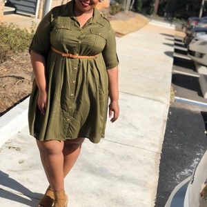 Army Green shift dress